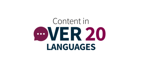 Conteúdo em mais de 20 idiomas